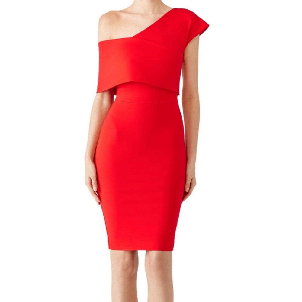 Elliatt one shoulder red popover dress